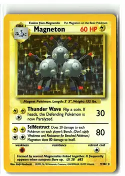 1999 Magneton ⭐ 9/102 Holo Rare Base Set WOTC Vintage Unlimited Pokemon LP - Image 1