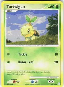 Turtwig 103/130 Common Diamond & Pearl Pokemon Reverse Holo - Image 1