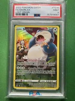 Pokemon Snorlax TG10/TG30 Swsh11: Lost Origin Trainer Gallery Holo PSA MINT 9 - Image 1