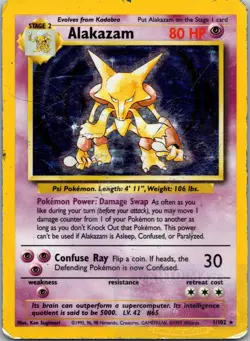Alakazam 1/102 Holo Holo Rare Base Set Unlimited Pokemon Holo HP - Image 1