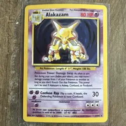 Alakazam 1/102 Holo Rare Unlimited Edition Base Set Pokemon Card 1999 WOTC - HP - Image 1