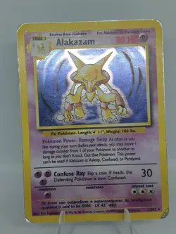 Alakazam 1/102 Holo Rare Base Set Unlimited 1999 WoTC Vintage Pokemon Card HP - Image 1