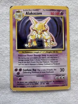 Pokemon TCG Alakazam Base Set 1/102 Holo Unlimited Holo Rare HP Condition - Image 1