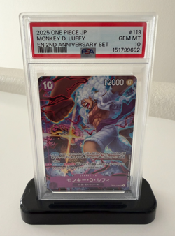 ONE PIECE JAPANESE ENGLISH VERSION 2ND ANNIVERSARY SET MONKEY D. LUFFY PSA 10 - Image 1