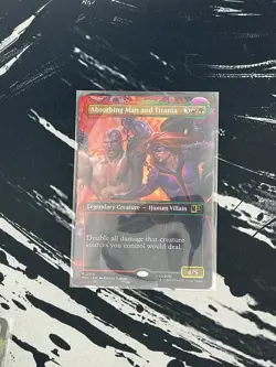 MAGIC MTG ABSORBING MAN AND TITANIA BORDERLESS 510 COMMANDER MARVEL SUPER HEROES - Image 1