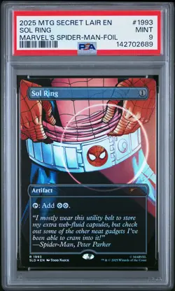 2025 MTG SECRET LAIR DROP MARVEL'S SPIDER-MAN: HEROIC DEEDS-FOIL SOL RING PSA 9 - Image 1