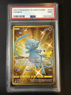 Mew 25/25 - 2021 Pokemon Celebrations Full Art Holo PSA 9 - Image 1