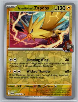 2025 Pokemon Team Rocket's Zapdos 070/182 Rare Destined Rivals Reverse Holo NM - Image 1