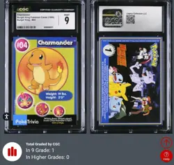 1999 Charmander Burger King Pokemon Cards #04 Pop 1 of 1 CGC 9 Top Pop! - Image 1