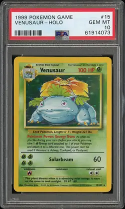 1999 Pokemon Game Venusaur Holo #15 PSA 10 - Image 1