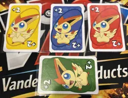 Full Art Victini 4-Colors Pokemon UNO JAPANESE Card Game Pocket Monsters - Image 1