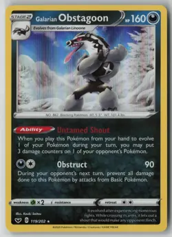 Galarian Obstagoon 119/202 Pokemon TCG Sword & Shield Holo Rare (Near Mint) NM - Image 1