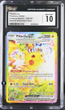 Pokemon Pikachu ex Surging Sparks Special Illustration Rare #238 CGC 10 Gem Mint - Image 1