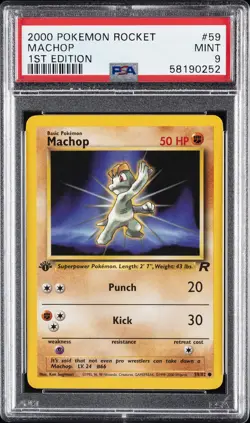 2000 POKEMON ROCKET 1ST ED #59 MACHOP PSA 9 - Image 1