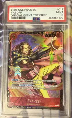 2025 ONE PIECE PROMOS OFFICIAL EVENT TOP PRIZE #013 YASOPP PSA 9 - Image 1