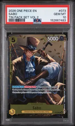 2026 One Piece EN Promo P-073 Tin Pack Vol.2 #073 Sabo PSA 10 GEM MINT #10 - Image 1