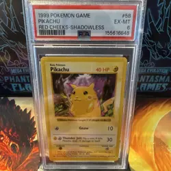 Pokemon Pikachu Red Cheeks Base Set Shadowless 58/102 PSA 6 1999 English - Image 1