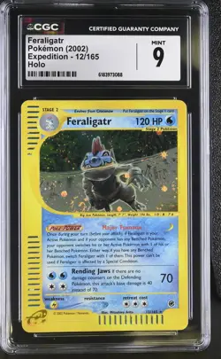 CGC 9 MINT Feraligatr 12/165 Expedition Holo Swirl Pokemon Card - Image 1