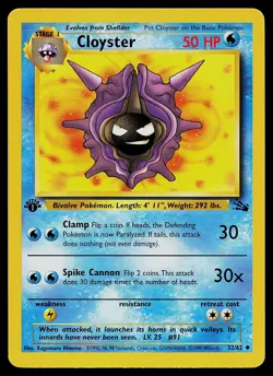 Pokemon Card - Cloyster Fossil 32/62 Uncommon 1st Edition - Image 1
