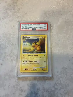 Pokemon Platinum Arceus 27/99 Raichu Prerelease STAFF PSA 7 - Image 1