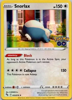 Snorlax Holo Rare Pokemon GO 055/078 NM - Image 1