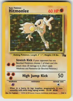 Hitmonlee (7) Holo Rare Fossil 07/62 Pokemon - Image 1