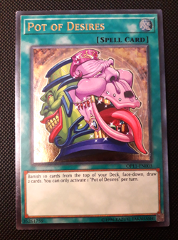 Yu-Gi-Oh! Pot of Desires, OP11-EN003, Ultimate Rare, 2. Edition, Englisch, NM- - Image 1