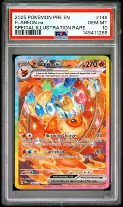 Pokemon TCG Prismatic Evolutions Flareon EX Card 146/131 Sir PSA 10 - Image 1