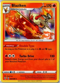 Pokemon Card - Blaziken Darkness Ablaze 024/189 2020 Rare Holo Holo Near Mint - Image 1
