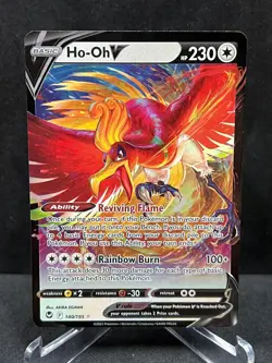 Ho-Oh V 140/195 Holo V Rare Silver Tempest Pokemon Near Mint - Image 1
