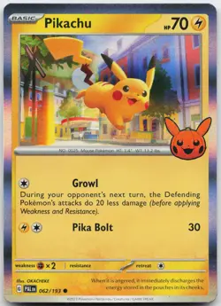 Pikachu 062/193 Holo Common Trick or Trade BOOster 2023 Near Mint - Image 1
