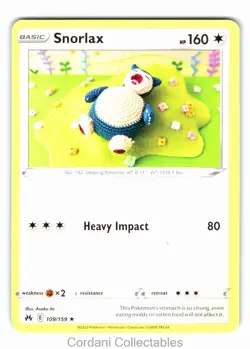 Snorlax 109/159 Non Holo Crown Zenith Pokemon Near Mint - Image 1