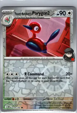 Team Rocket's Porygon2 154/182 Common Destined Rivals Pokemon Reverse Holo NM - Image 1