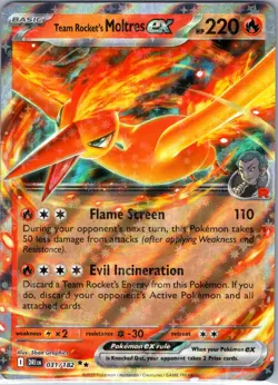 Team Rocket's Moltres ex 031/182 Double Rare Destined Rivals Pokemon Holo NM - Image 1