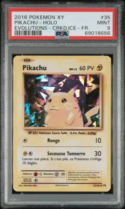 Pokemon Pikachu Holo XY Evolutions 35/108 Cracked Ice French PSA 9 Mint - Image 1