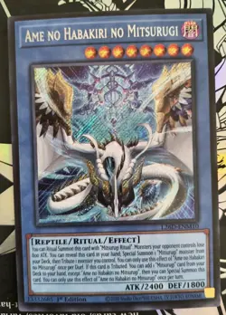 Near Mint Yugioh Ame no Habakiri no Mitsurugi - L26D-ENM10 - Secret Rare 1st - Image 1