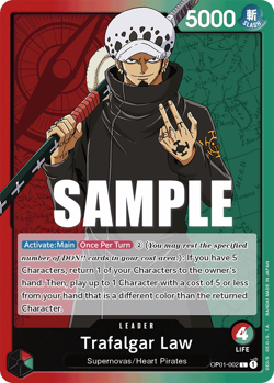 One Piece Trafalgar Law - OP01-002 - L, Near Mint Romance Dawn - Image 1