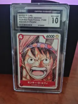 CGC 10 GEM MINT Japanese One Piece 2022Monkey D. Luffy P-022 Alternate Art Paral - Image 1