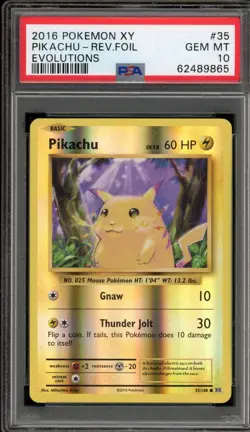 Pokemon Pikachu Reverse Holo XY Evolutions 35/108 PSA 10 Gem Mint - Image 1