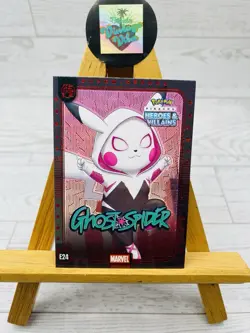 Pikachu as Ghost Spider Rare Box Hit Holo Heroes & Villains non Pokemon Fan Art - Image 1