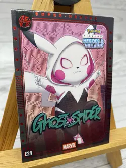Pikachu as Ghost Spider Rare Box Hit Holo Heroes & Villains non Pokemon Fan Art - Image 4