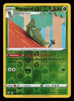 Metapod 002/192 Uncommon Rebel Clash Pokemon Reverse Holo Near Mint - Image 1