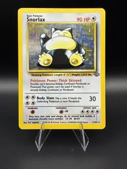Pokemon TCG Snorlax 11/64 Jungle Unlimited Holo Rare Damaged Heavy Play - Image 1