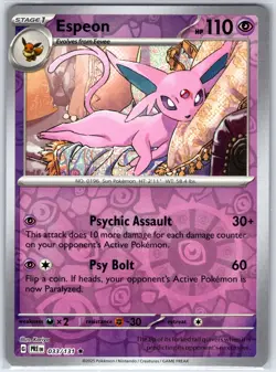 Espeon 033/131 Holo Rare Prismatic Evolutions Pokemon Reverse Holo Near Mint - Image 1