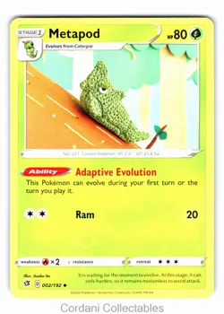 Metapod 002/192 Uncommon Rebel Clash Asako Ito Pokemon Near Mint - Image 1
