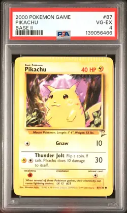 Pokemon Pikachu Base Set 2 II 87 PSA 4 - Image 1