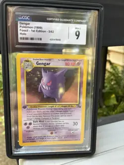 Pokemon Gengar TCG Fossil Holo Card 5/62 Unlimited Rare, 1999 CGC 9 Mint - Image 1