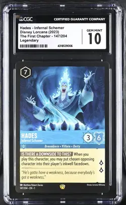 Disney Lorcana First Chapter Hades Infernal Schemer Legendary CGC GEM MINT 10 - Image 1