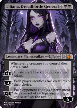 MTG - Liliana, Dreadhorde General - Fanart Borderless Style - EDH / Playtest - Image 1
