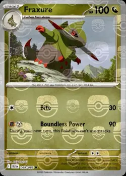 Fraxure 069/086 (Master Ball Pattern) Common Holo NM Pokemon Sv: Black Bolt Holo - Image 1